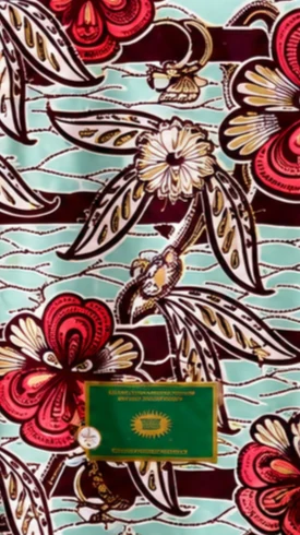 Turquoise & Gold Grand Super-Wax fabric