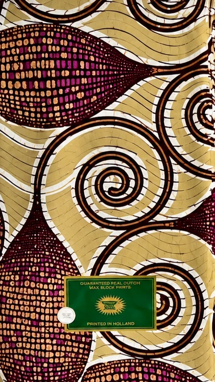 Orange & Burgundy Grand Super-Wax fabric